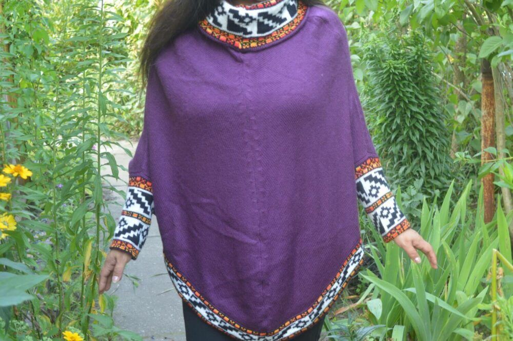 Damenponcho Anden Violett